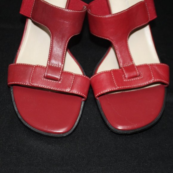 Worthington Red Leather Sandals Heels - Picture 2 of 13